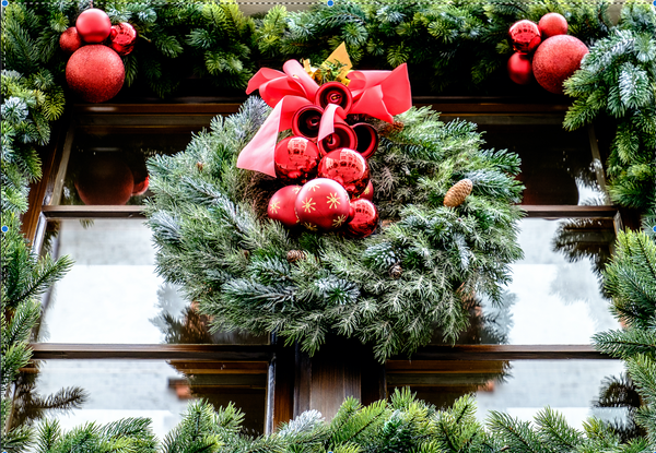 Christmas wreath with red bow