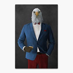 Eagle drinking whiskey wall art for man cave
