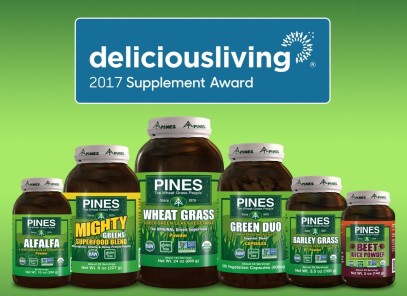 Delicious Living magazine announced Pines won the 2017 Delicious Living Supplement Award. They noted that Pines offers the highest quality, purity, efficacy & innovation of any superfood.