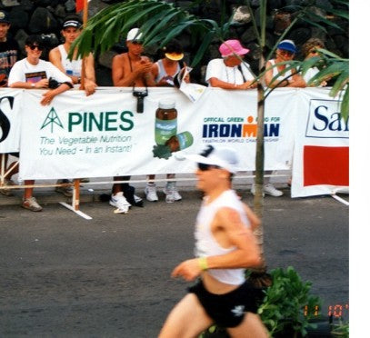Pines banner as the "official green food" of the Ironman Triathlon in Kona, Hawaii.