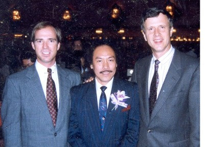 Steve and Ron at a convention for Pines Wheat Grass distributors in Taiwan in 1991.