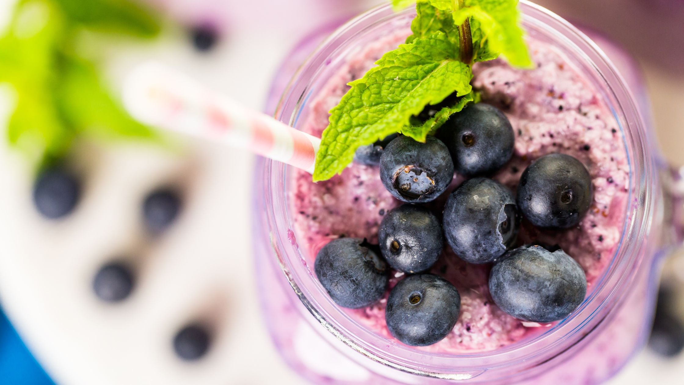 Try our chocolate orange and blueberry smoothie pictured here for a quick meal replacement.