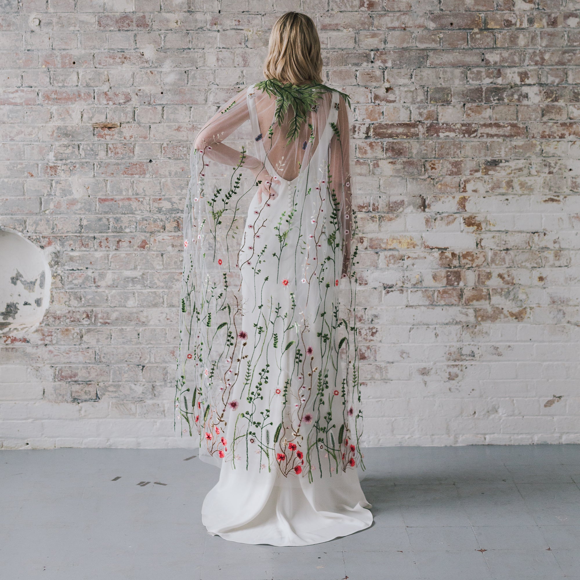 Secret Garden Embroidered Bridal Cape – Crown and Glory