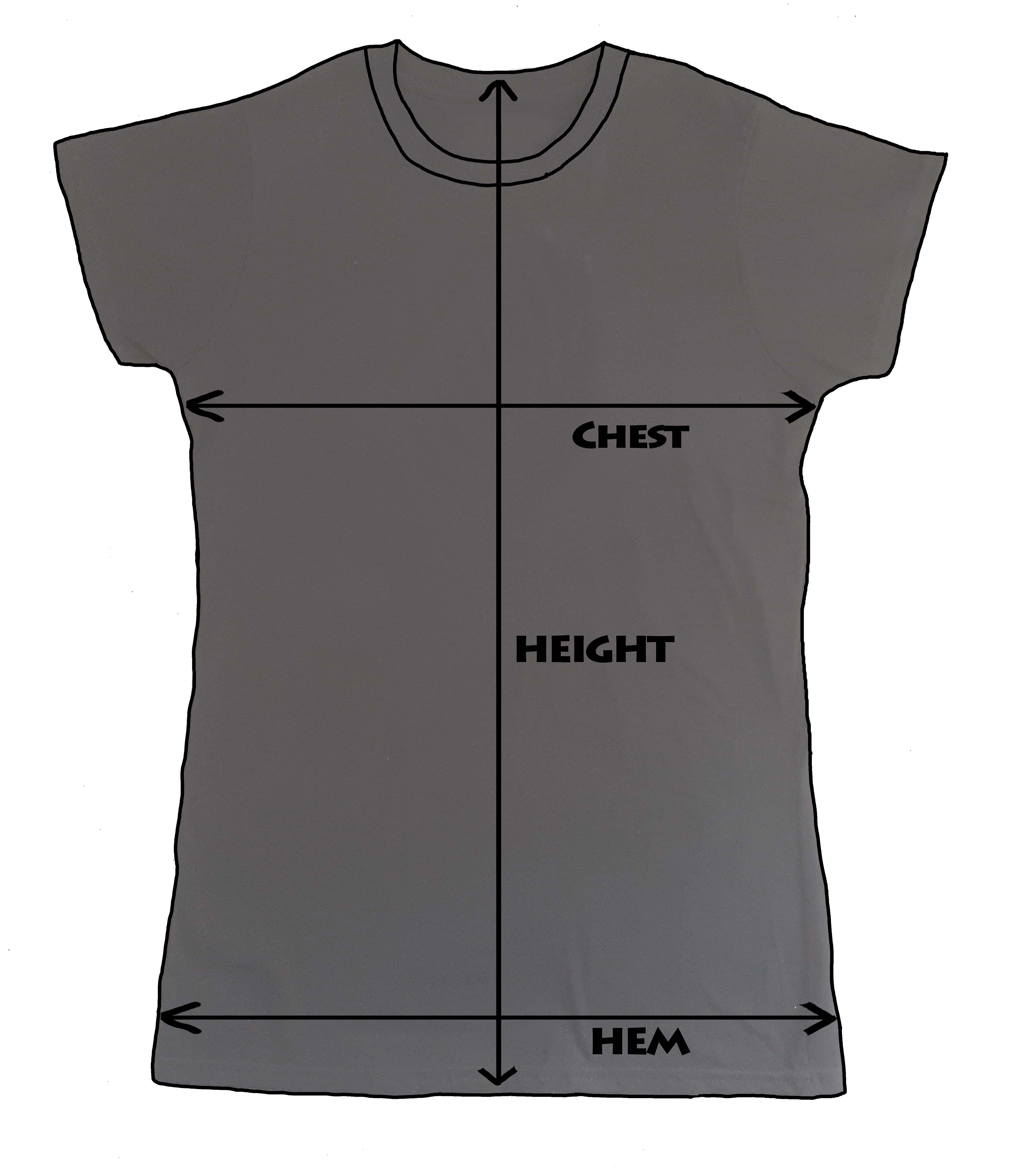 Size chart image for ladies fitted t-shirt