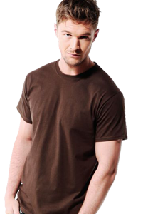 Unisex t-shirt in brown on man