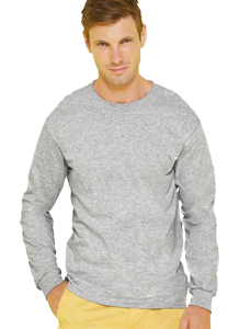 Man wearing grey long sleeved shirt