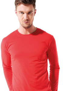 Man wearing red long sleeve shirt