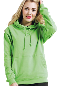 Woman wearing green hoodie