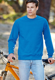 man wearing blue sweatshirt
