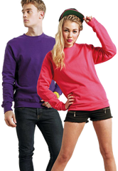 sporty looking couple wearing sweatshirts