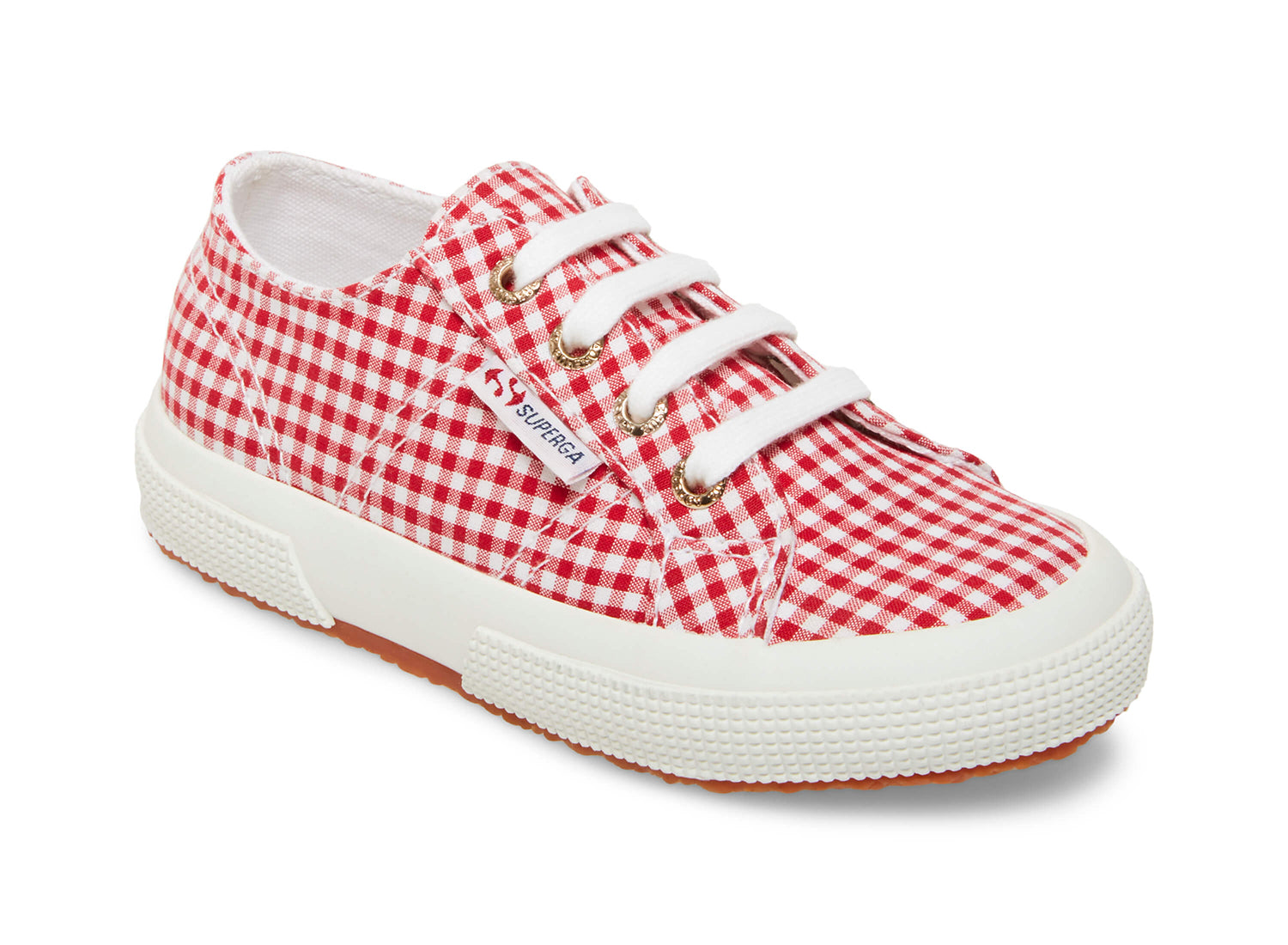 red gingham sneakers