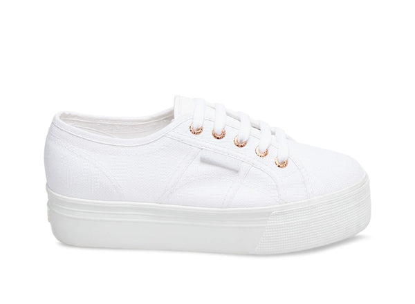 white and rose gold superga