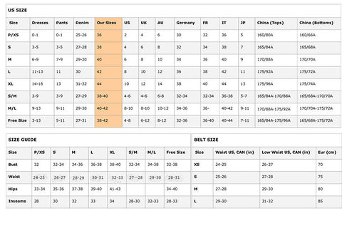 European Size Chart