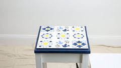 upcycled stenciled table