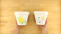 DIY stenciled flower pots