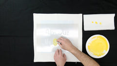 Stencil "Sunshine" text with yellow mixture