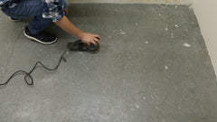 Sand your concrete floor before stenciling