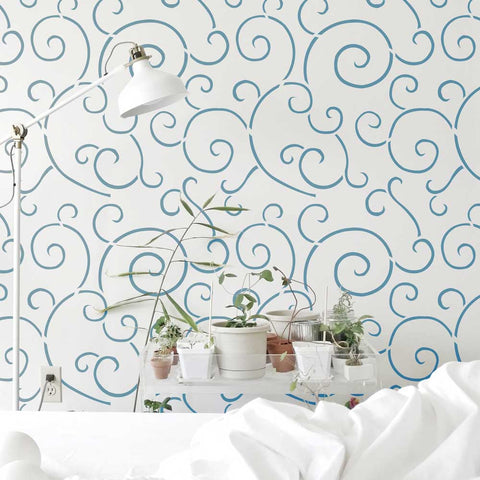 Spiral Scroll Wall Stencil by Oak Lane Studio