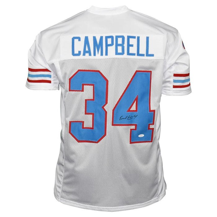 Earl Campbell Autographed HOF 91 and Framed Blue Houston Oilers Jersey Auto JSA COA