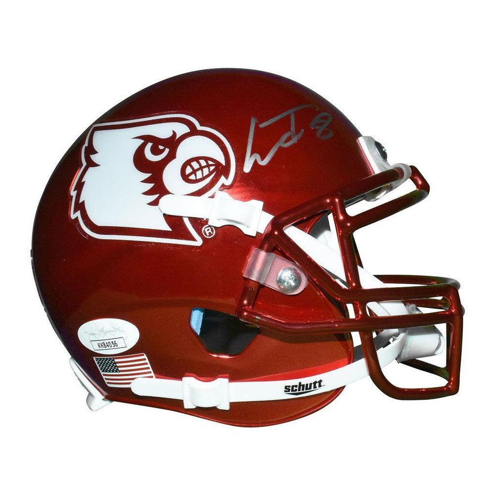 Lamar Jackson Signed Louisville Custom Red Chrome Full-Size Helmet With  Mirrored Visor Inscribed Heisman '16 (JSA COA)