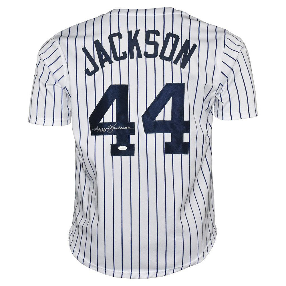 Reggie Jackson Signed New York Yankees 32x36 Custom Framed Jersey Display  with Multiple Inscriptions (PSA COA)