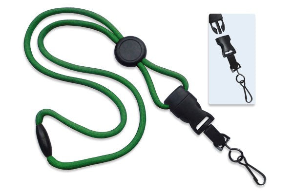 Green 1/4" (6 mm) Lanyard with Round Slider & DTACH Swivel Hook