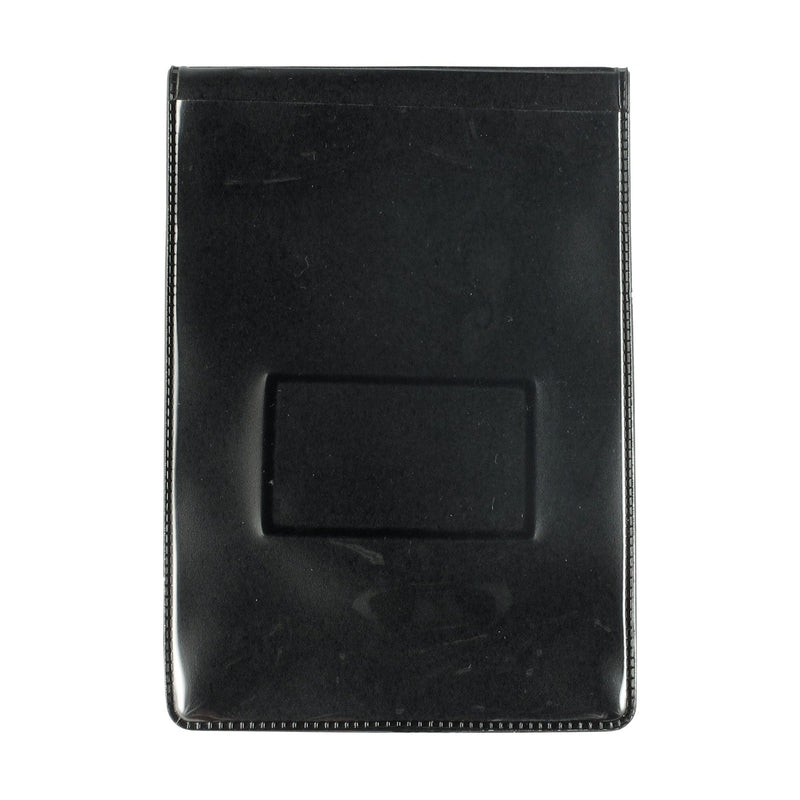 Black Vinyl Vertical Magnetic Badge Holder with Short Flap, 2.75