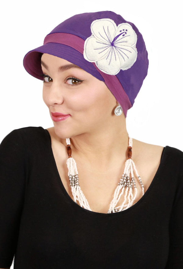 Whimsy Soft Cotton Chemo Cap for Women Sugarplum 50+UPF