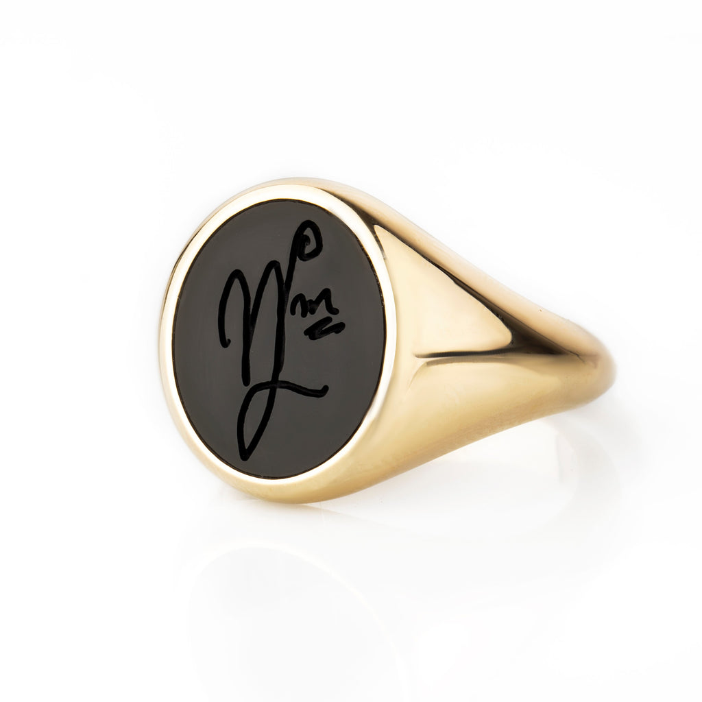 Dress Gilded Black Onyx Signet Ring - JF03927710001 - Fossil