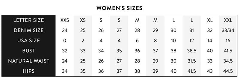 Ingrid Size Chart