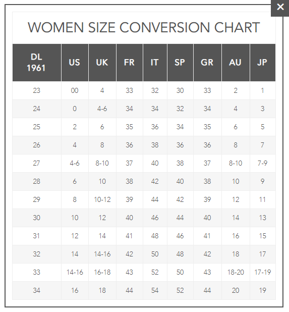 Size Chart - DL1961 – Ingrid & Isabel