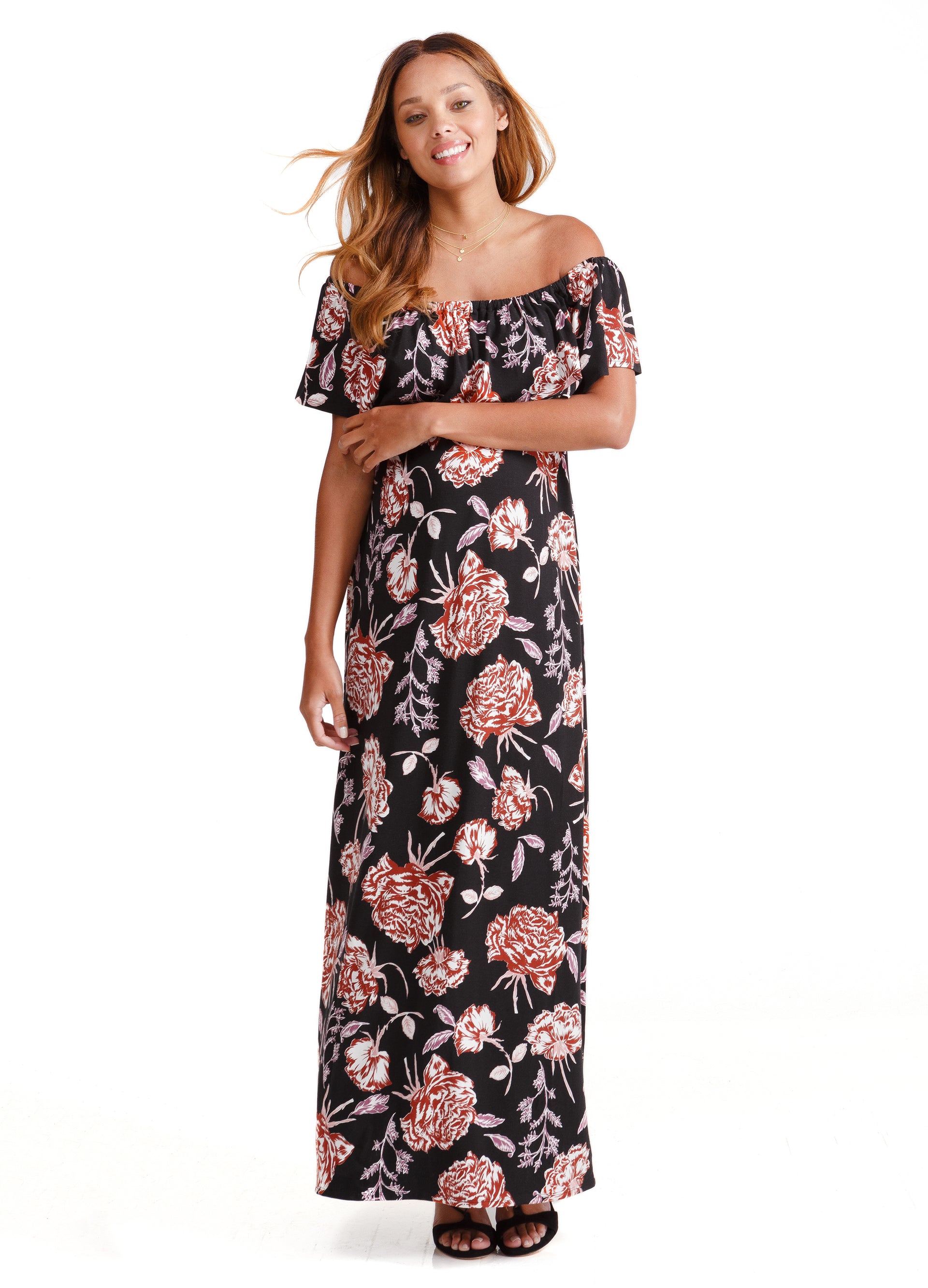 ingrid and isabel off the shoulder maxi dress