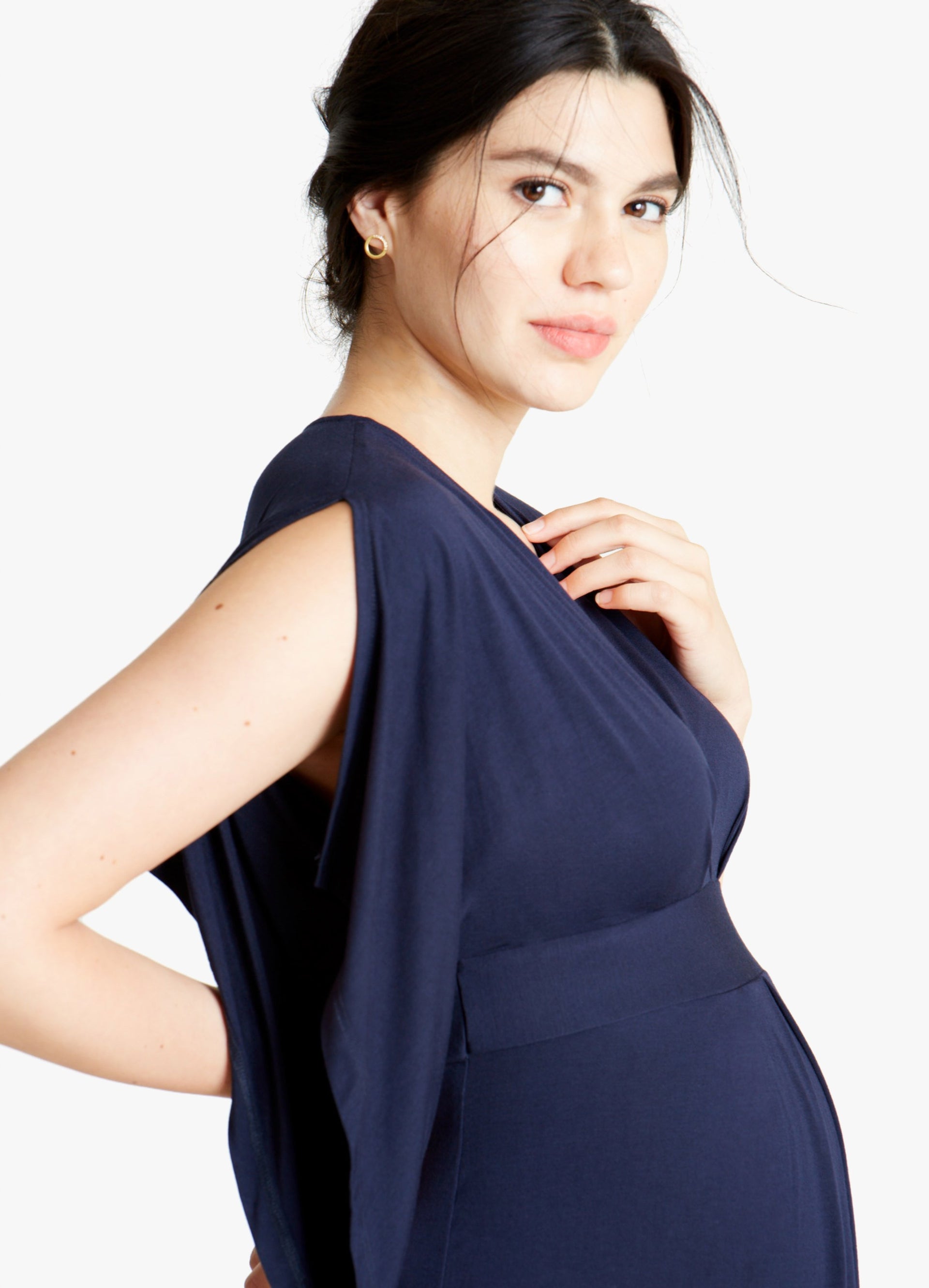 navy maternity maxi dress