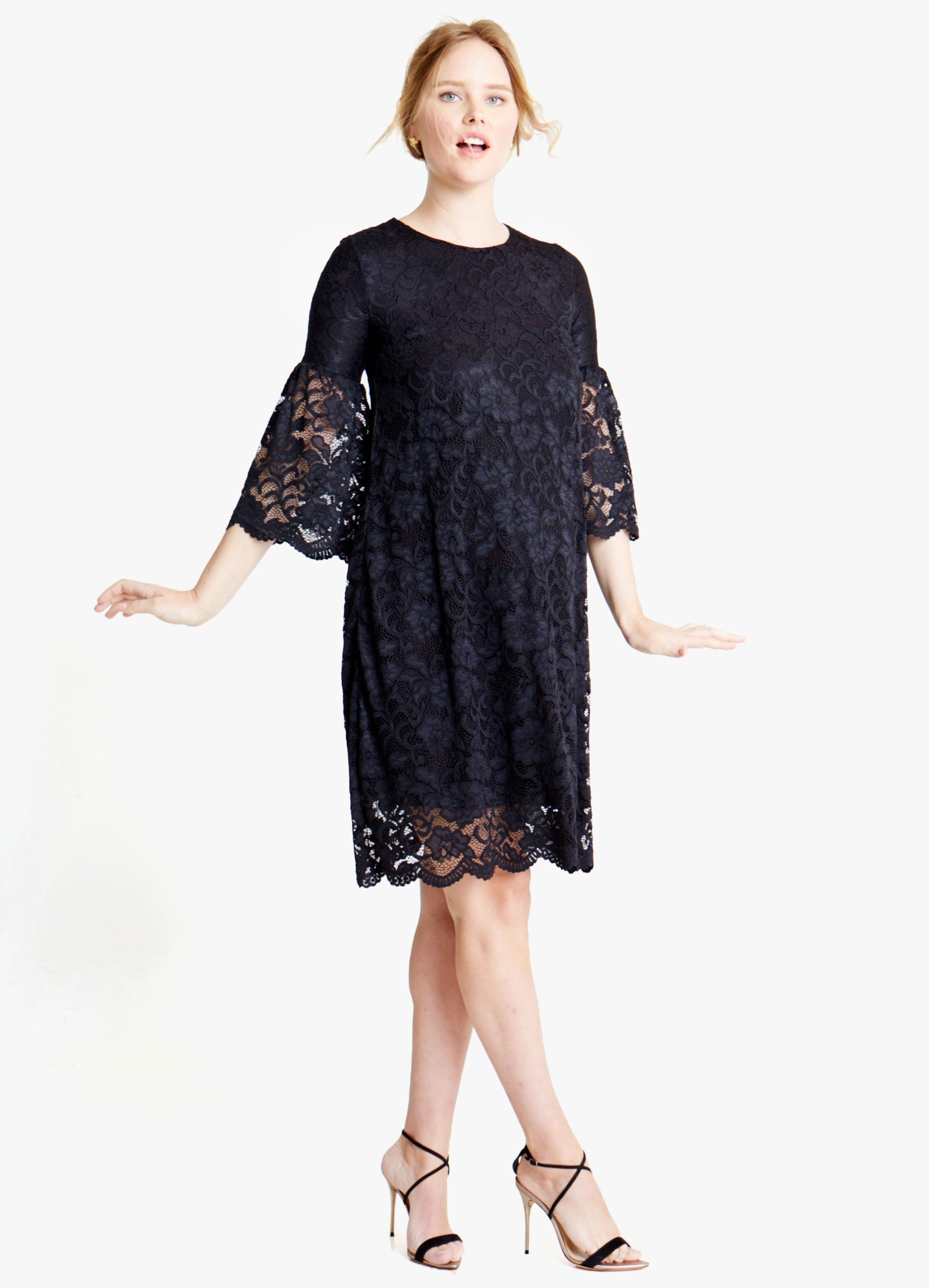 lace swing dress with sleeves