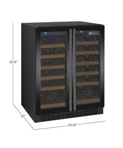 24" Wide FlexCount II Tru-Vino 36 Bottle Dual Zone Black Wine Refrigerator