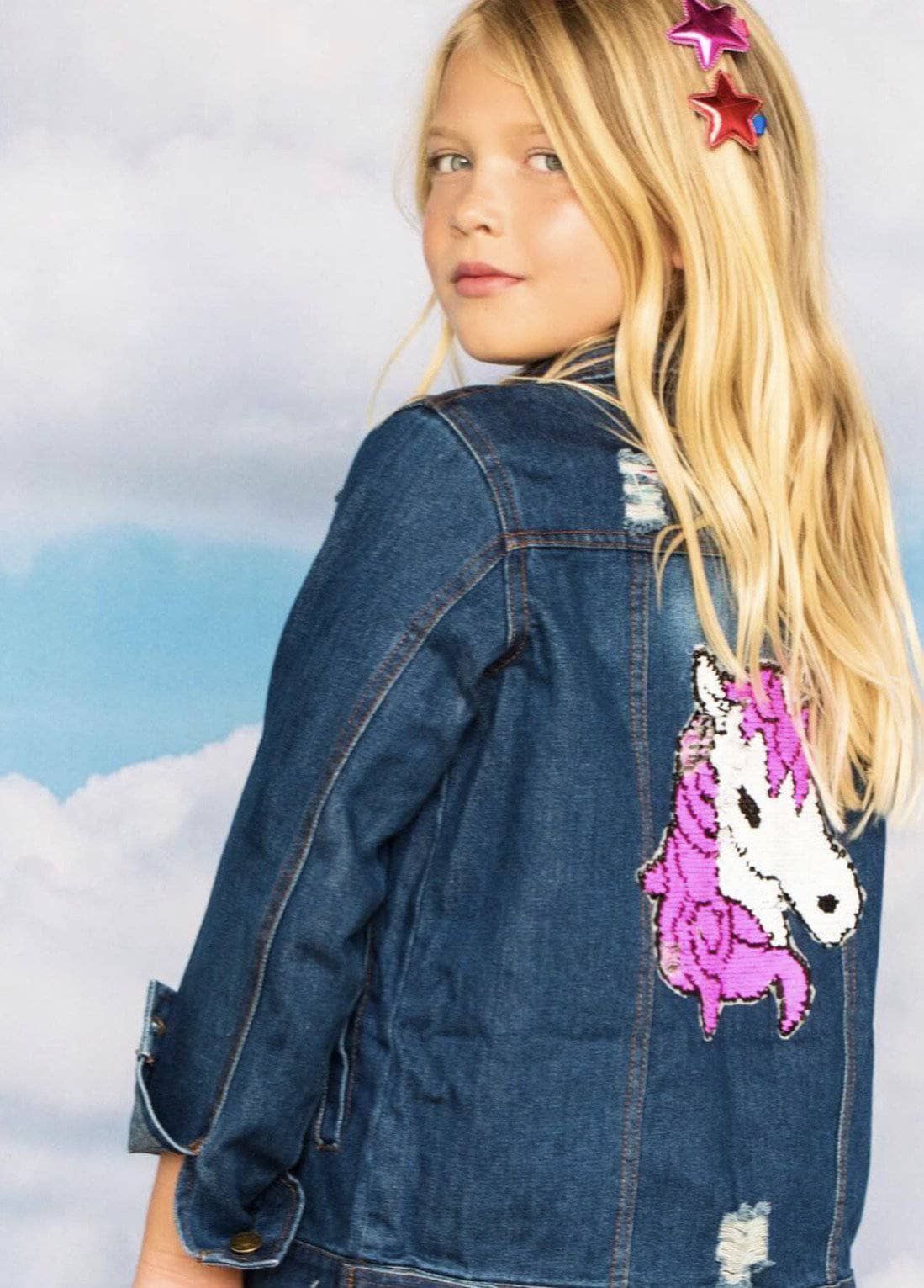 girls unicorn denim jacket