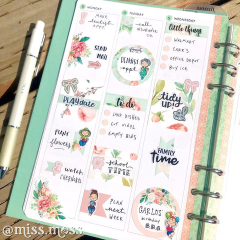 A5 Weekly Planner Spread using Miss Moss Planner Stickers