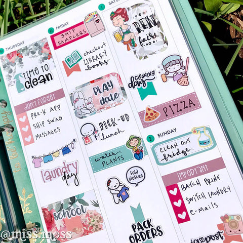 A5 Weekly Planner Spread using Miss Moss Planner Stickers