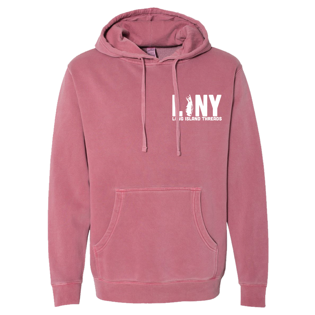 LINY - Maroon Pigment-Dyed Hoodie – Long Island Threads