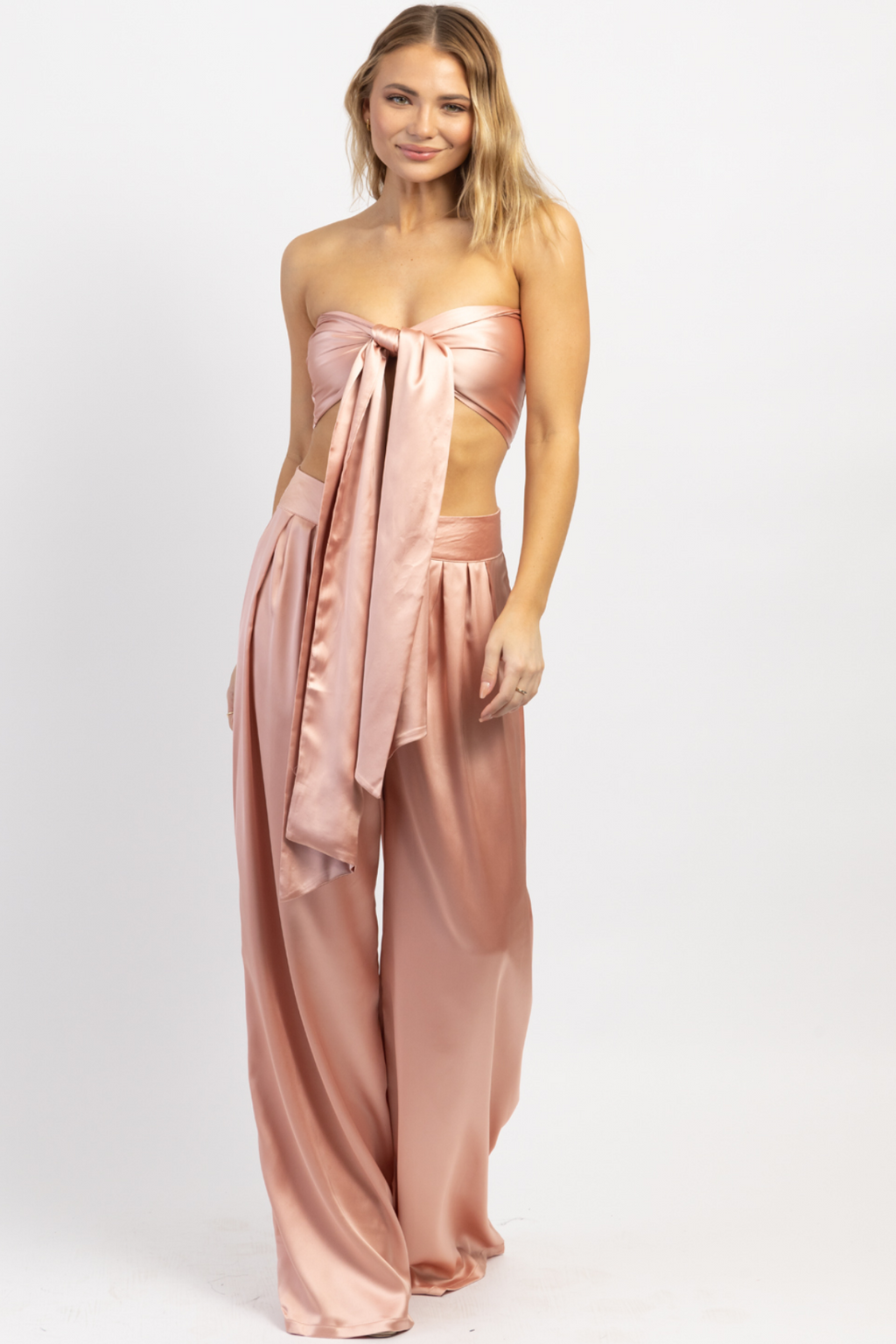 STUDIO CHAMPAGNE SATIN TROUSER SET – L'ABEYE