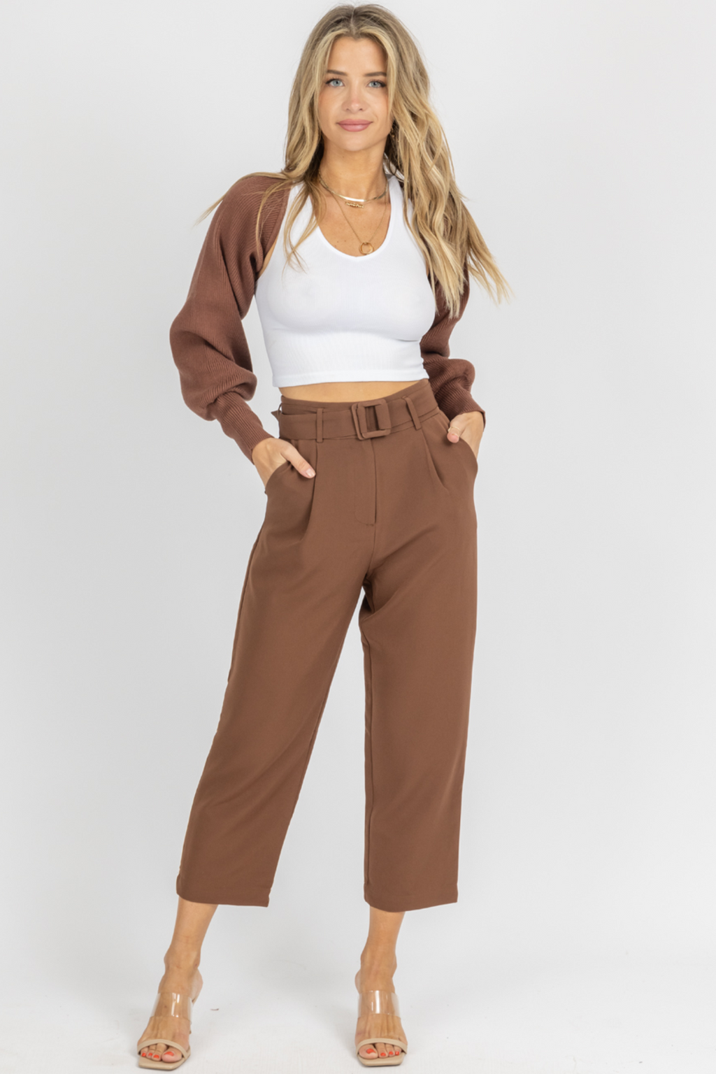 HMGYH satina high waisted leggings for women Plus Plaid Print Wide Leg  Pants (Color : Mocha Brown, Size : S)