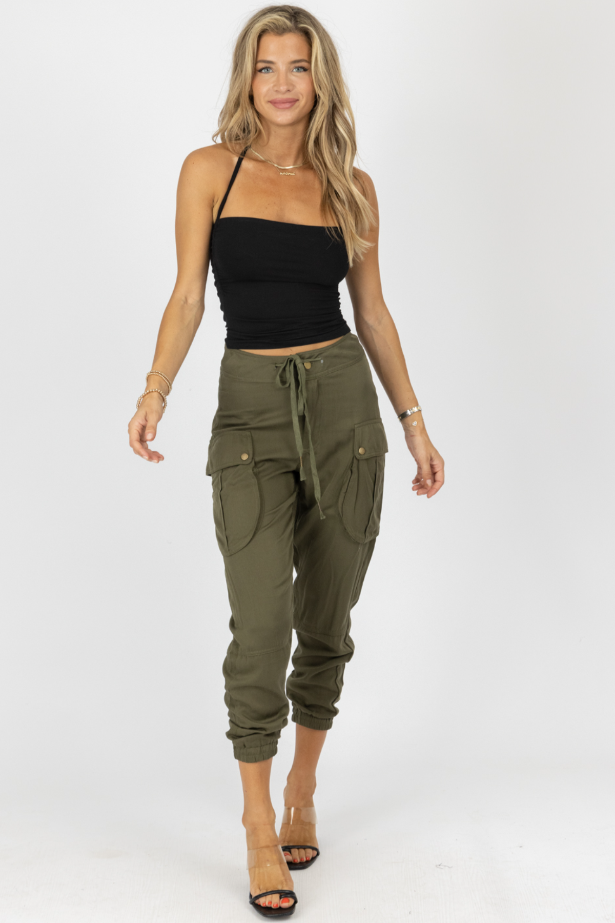 OLIVE CARGO WAIST TIE JOGGERS – L'ABEYE