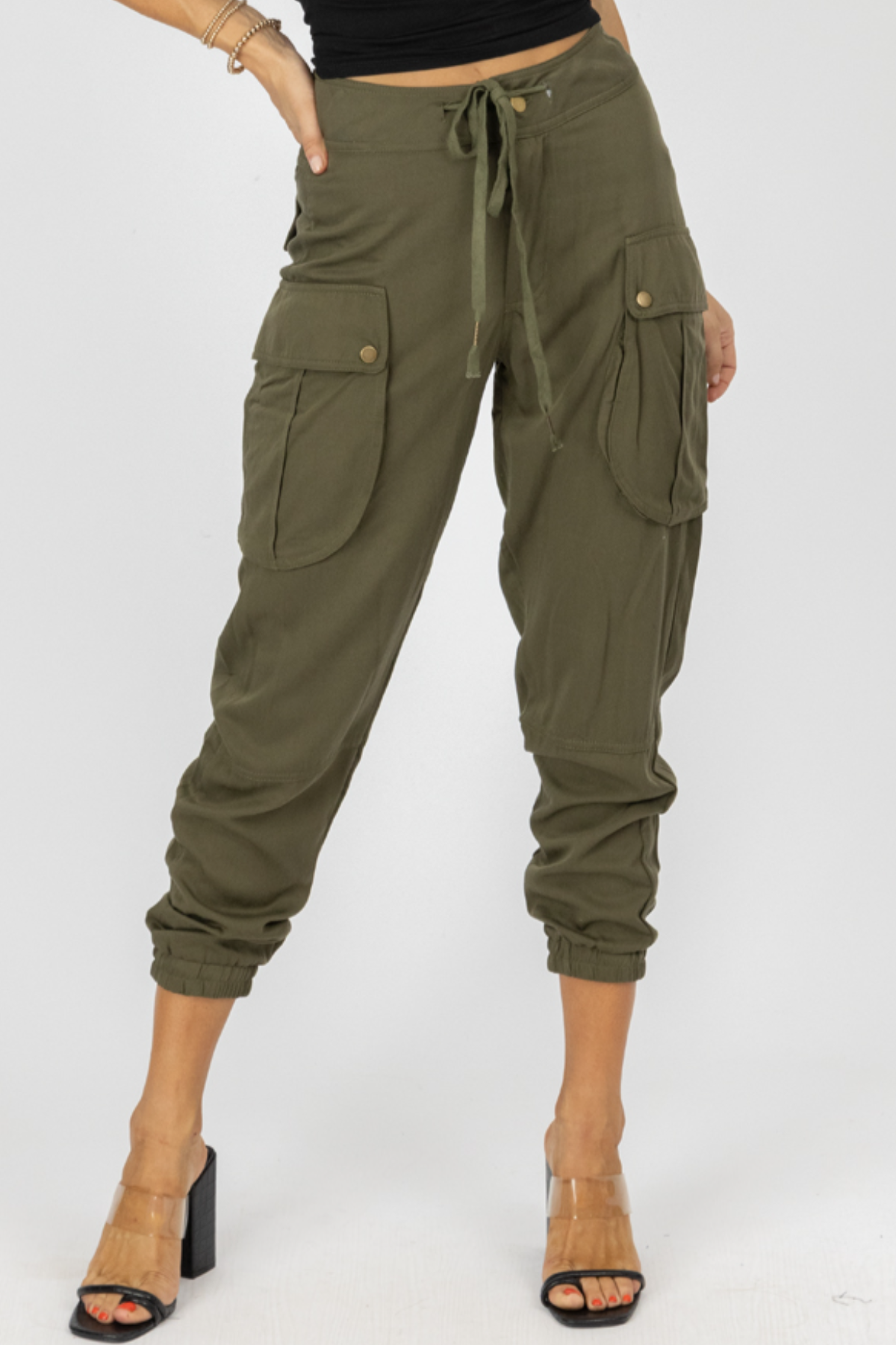 OLIVE CARGO WAIST TIE JOGGERS – L'ABEYE