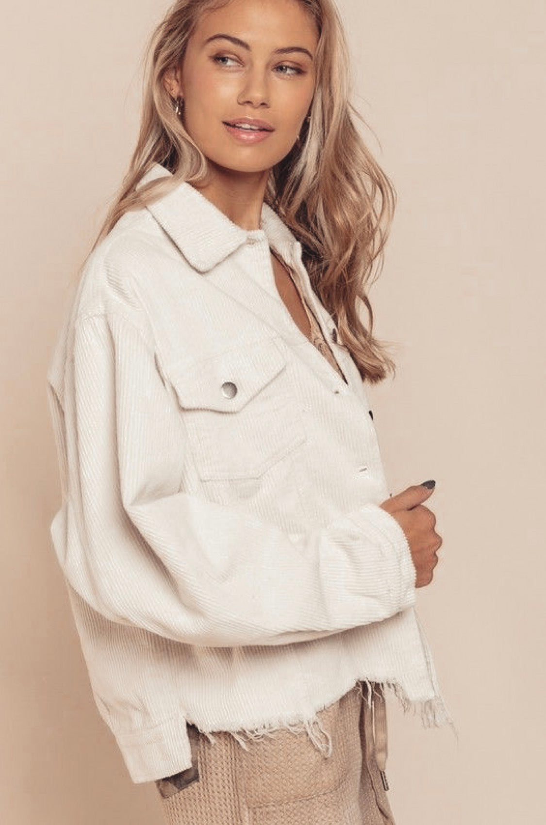 White Lexie Corduroy Jacket