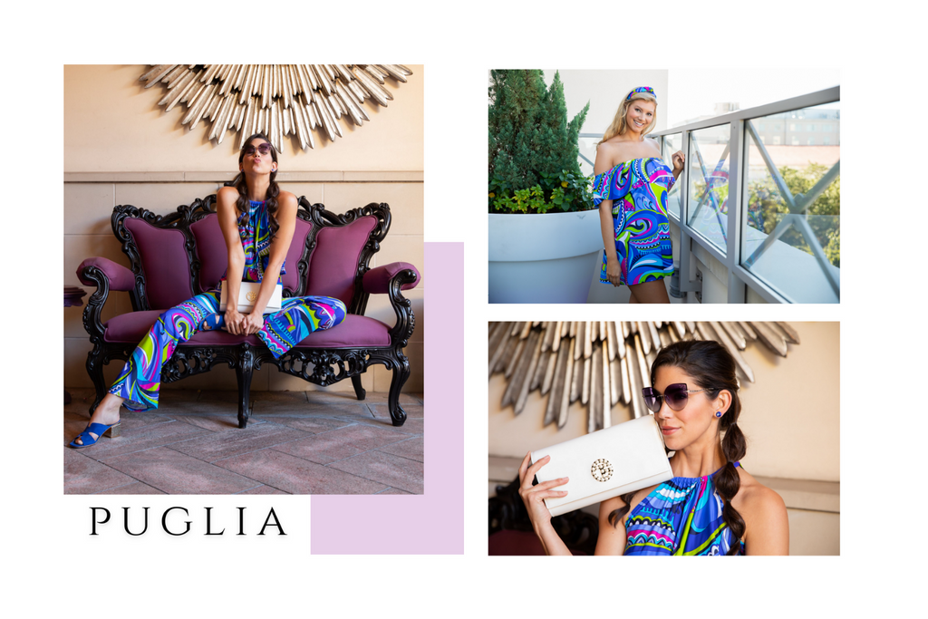 blue purple and lime puglia print