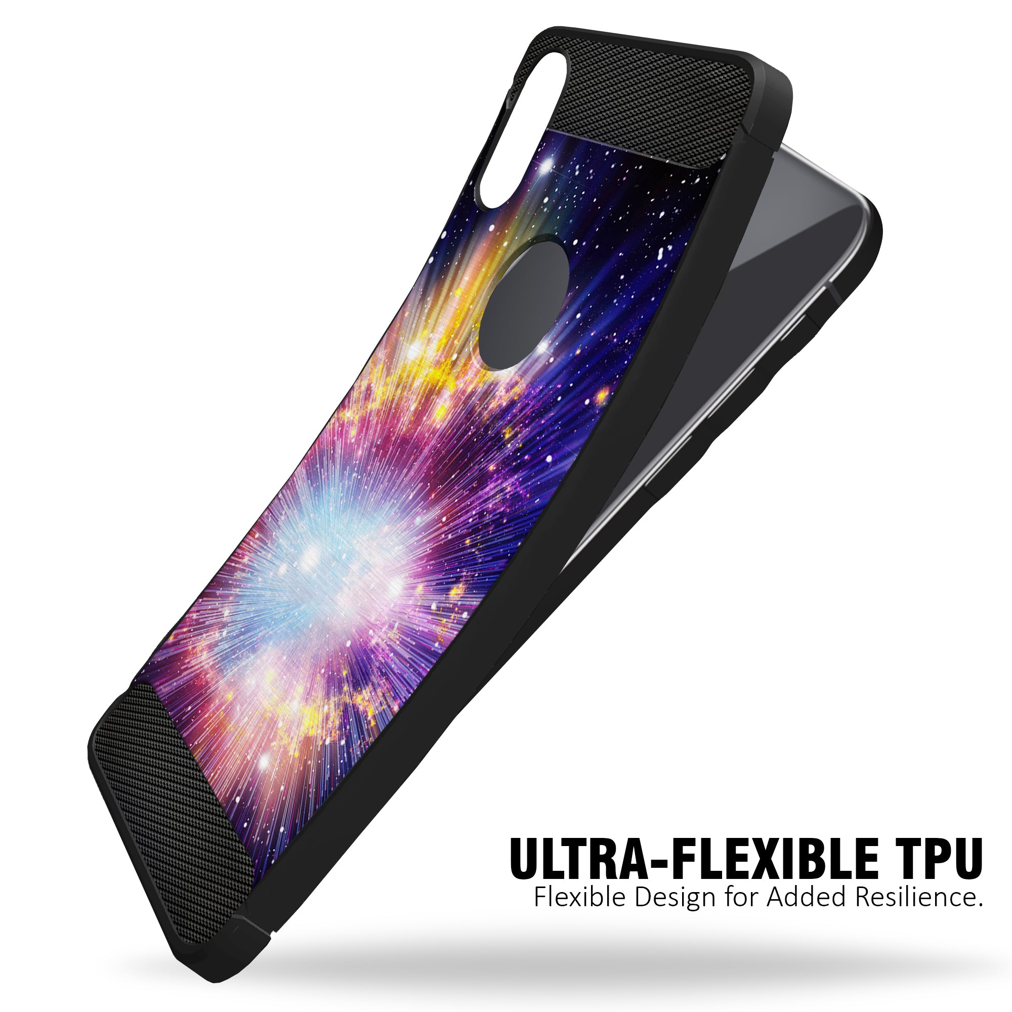 For (iPhone Xs Max (2018)) Shock Case with Grip Texture Flexible Black TPU - Picture 10 of 91