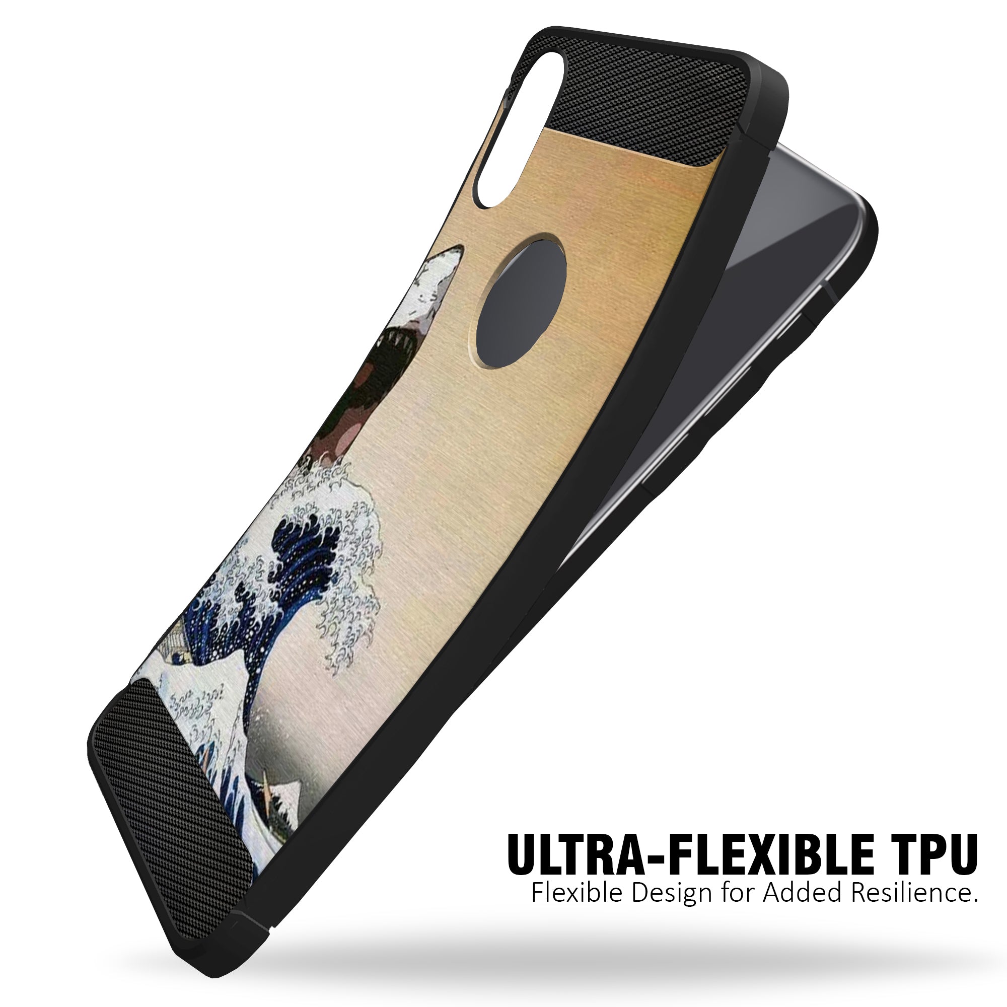 For (iPhone Xs Max (2018)) Shock Case with Grip Texture Flexible Black TPU - Picture 70 of 91