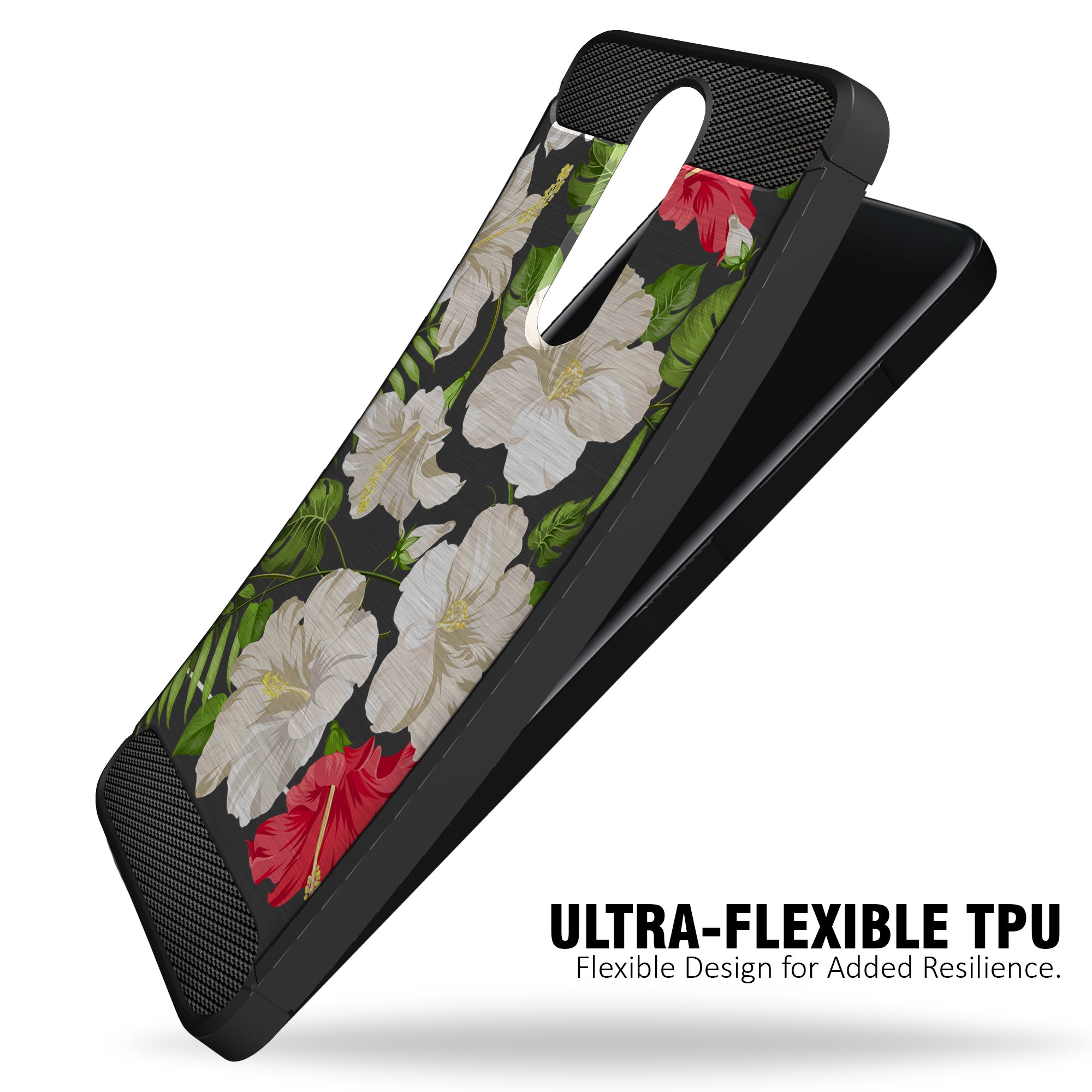 For LG Stylo 5 (2019), Slim Tribal Floral TPU Flexible Black Case - Picture 40 of 169