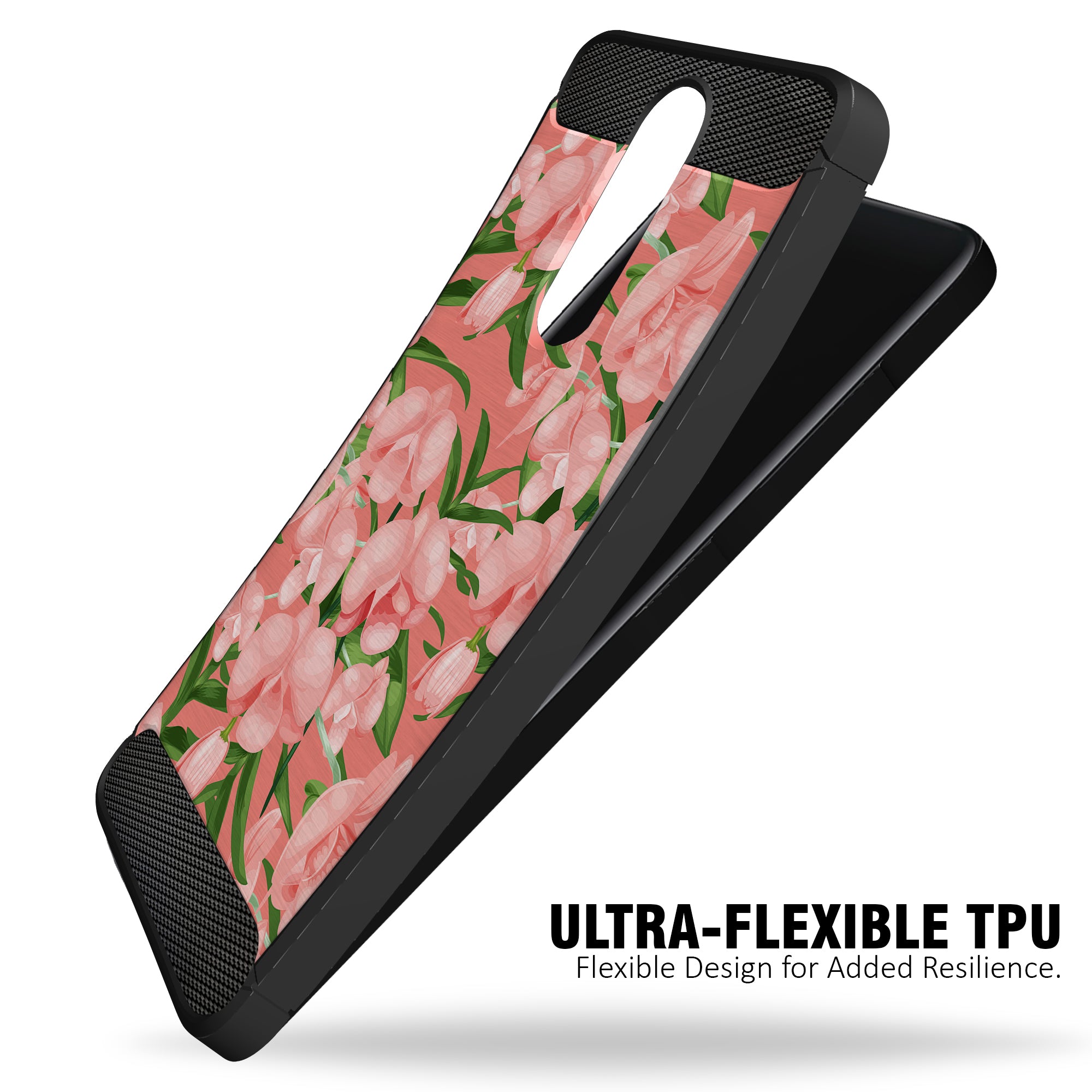 For LG Stylo 5 (2019), Slim Tribal Floral TPU Flexible Black Case - Picture 124 of 169