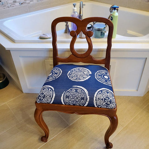 chair with bohemian blue fabric 
